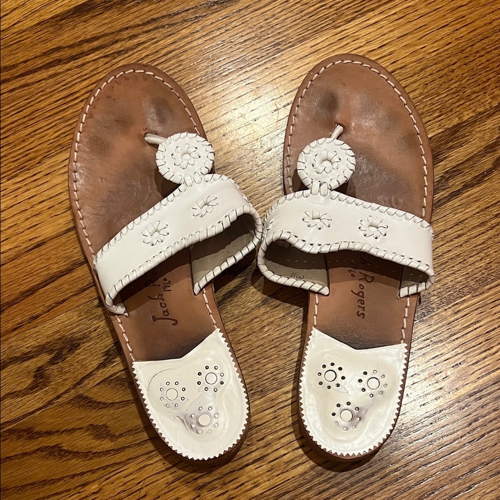 Jack Rogers Women's White Leather Sandals
